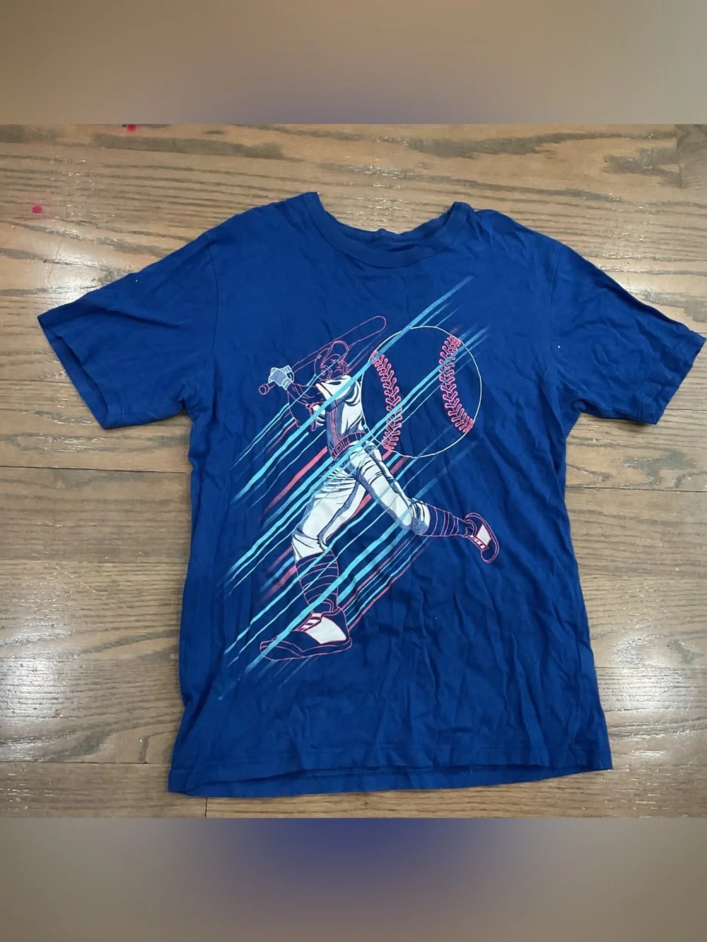 The Children’s Place Girls Blue Baseball Graphic Shirt Size M (7/8)